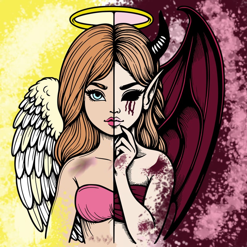 realistic angel half demon