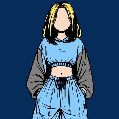 realistic girl faceless with baggy pants and a crop top