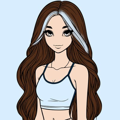 realistic girl with long hair with a crop top