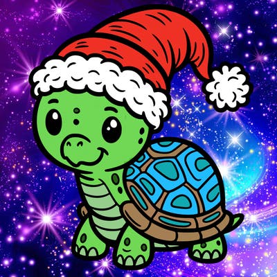 turtle in a santa hat