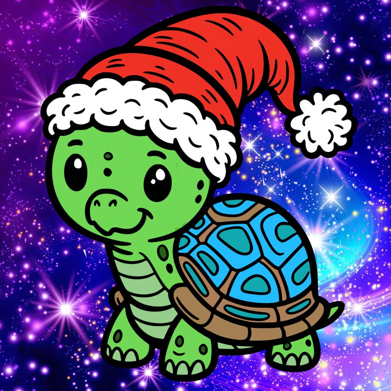turtle in a santa hat