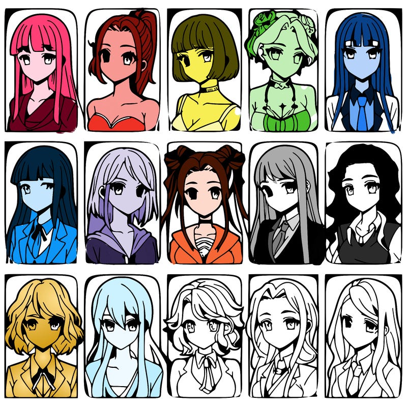 girls that look diffrent anime