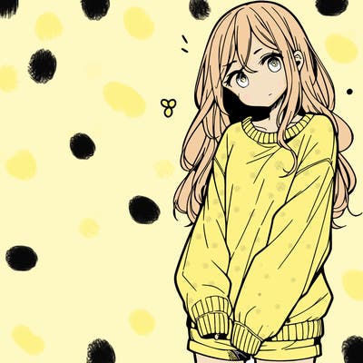 manga teen girl  in a sweater and baggy pants