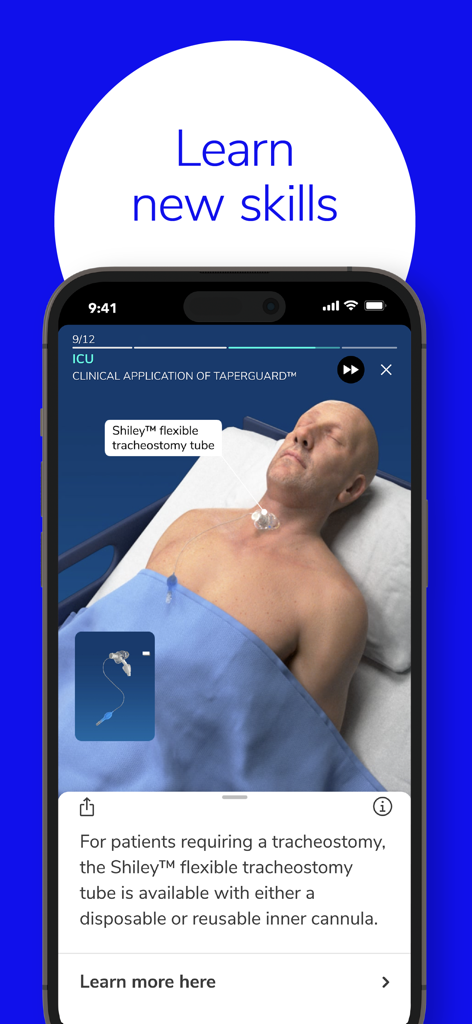 A 3D surgical simulation of a tracheostomy tube application in the Touch Surgery app.