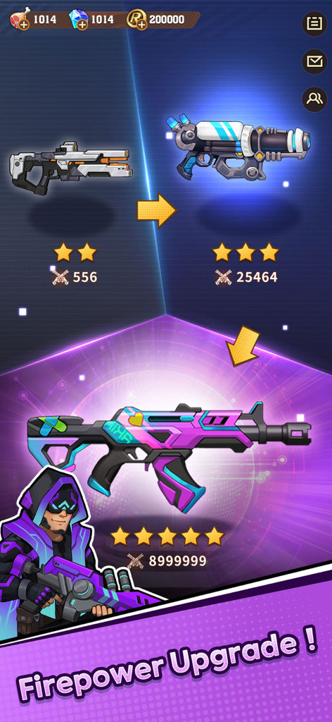 BangBang Survivor - BangBang Survivor game screenshot showing weapon progression and firepower upgrade menu