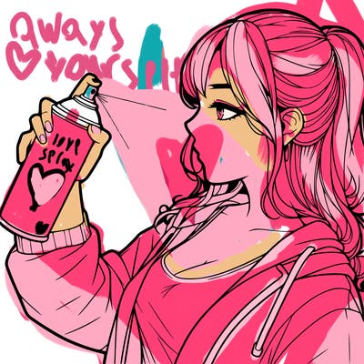 a realistic girl spray, painting