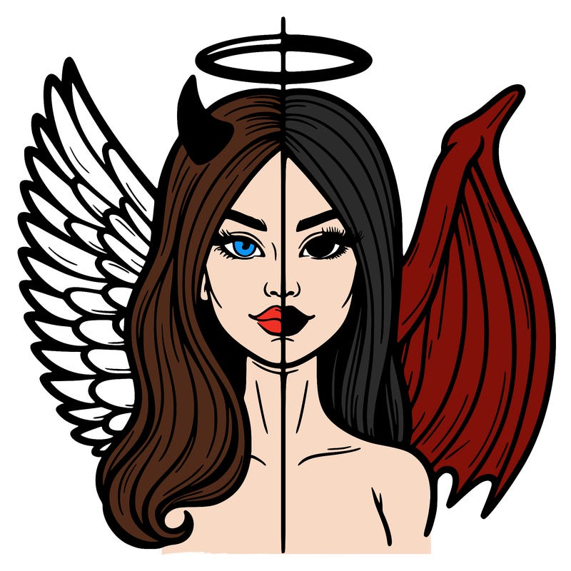 realistic half angel half devil