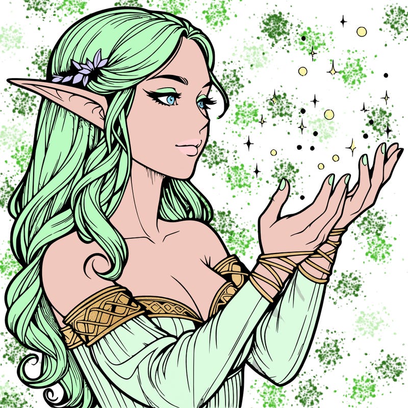 realistic elf girl doing magic