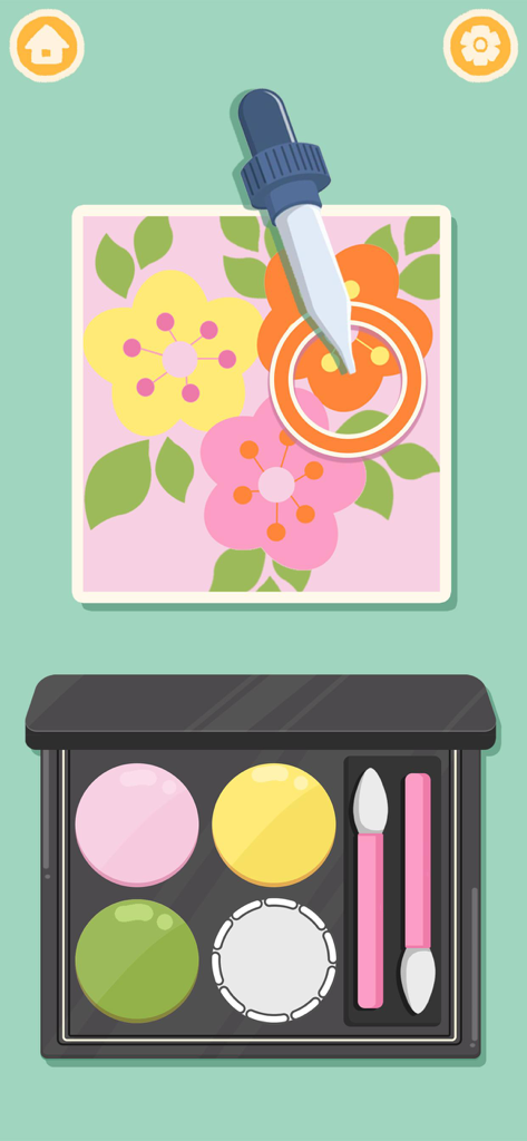 Satisfying ASMR Makeup Games - Un puzzle digitale di palette di trucco in un gioco di organizzazione ASMR con tonalità colorate e applicatori