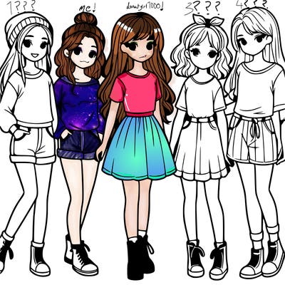 a group of five girls