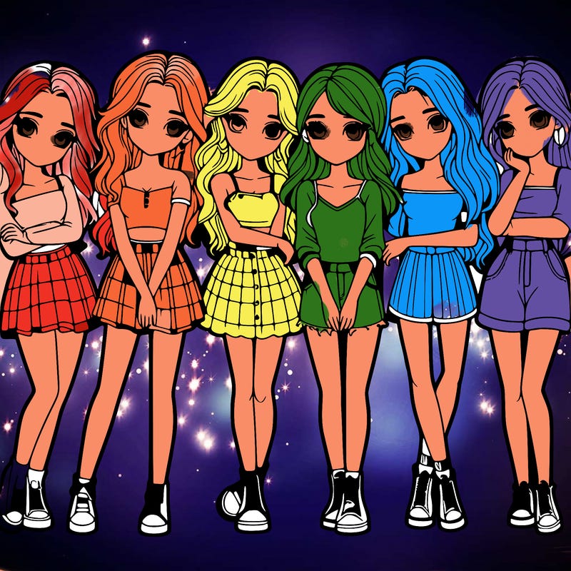 a group of girls realistic