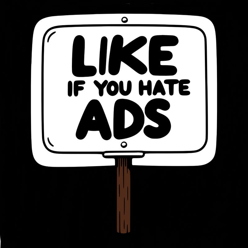 a sign that says like if you hate ads