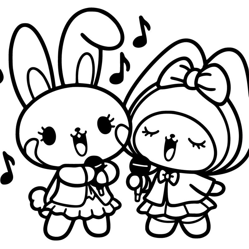 kuromi with my melody singing together