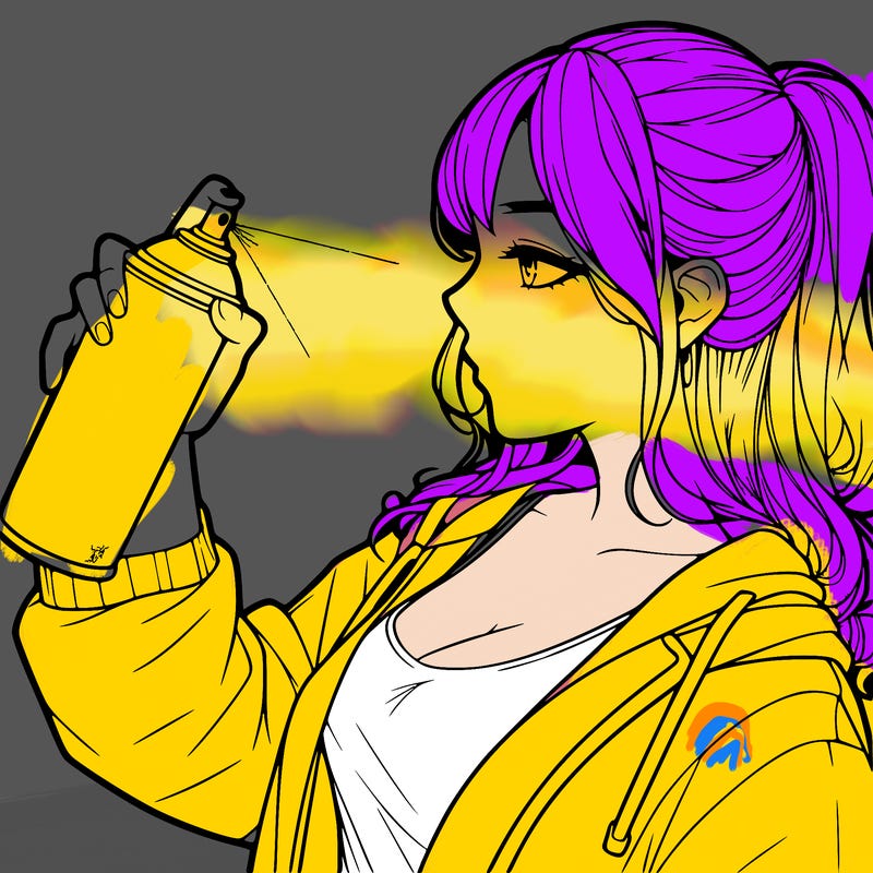 a realistic girl spray, painting