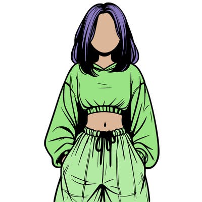realistic girl faceless with baggy pants and a crop top