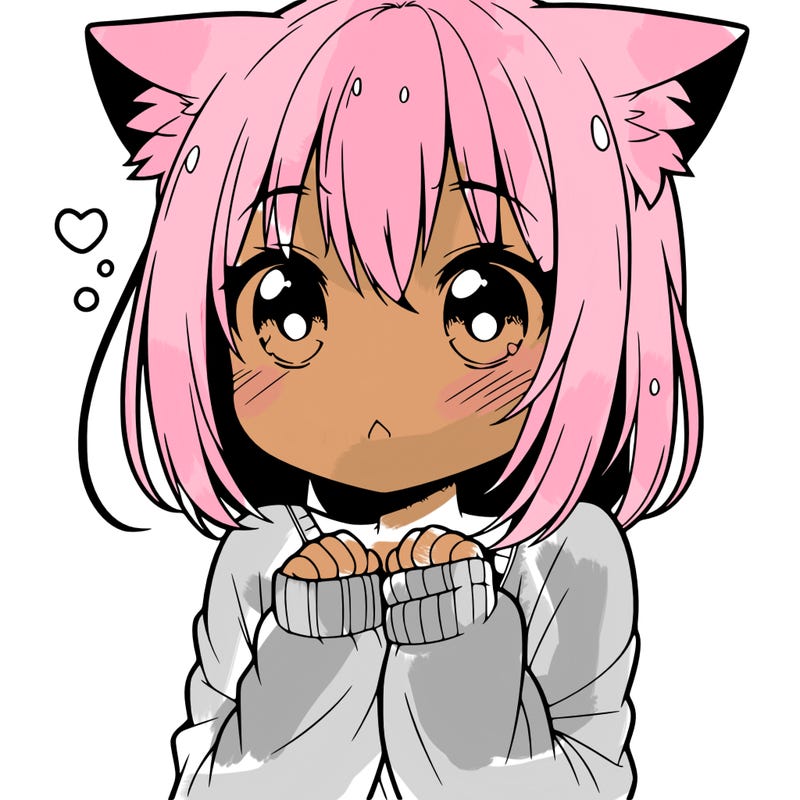 shy anime catgirl