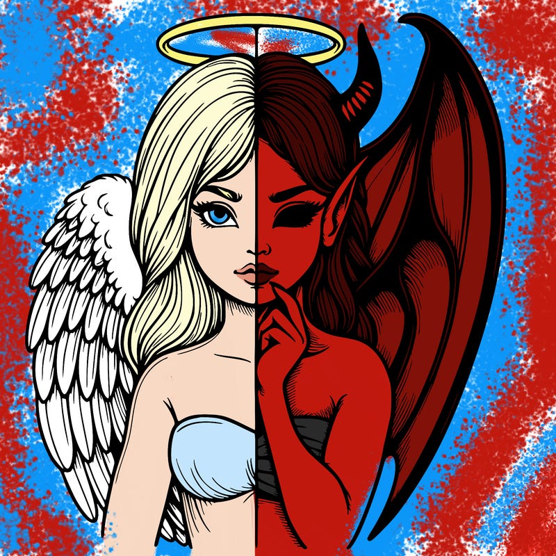 realistic angel half demon