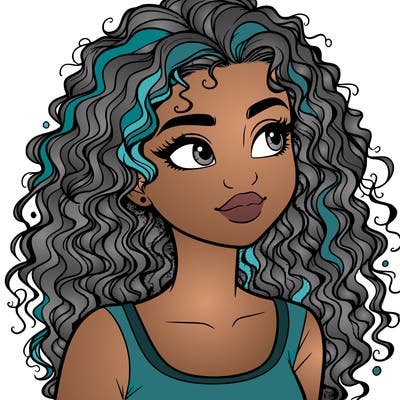 realistic girl with curly hair