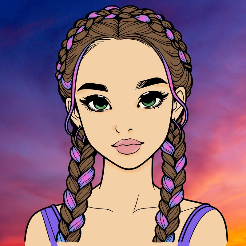 realistic girl with braids