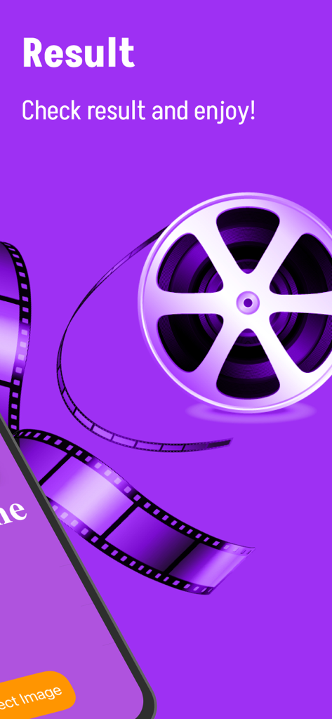 Pagina dei risultati di un film dall'app Snapeek che mostra una pellicola e una striscia di film