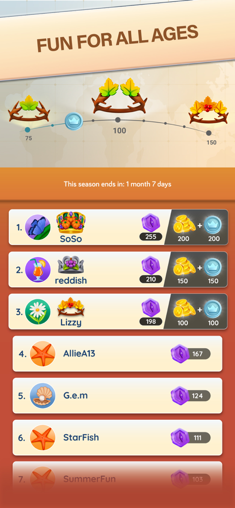 Word City: Connect Word Game - Word City Connect Game Rangliste, die die Top-Spielerränge und Belohnungen zeigt