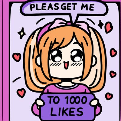 a girl saying please get me to 100 likes