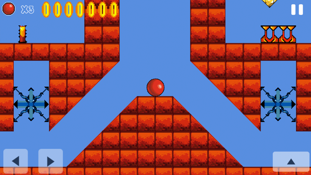 Bounce Original - Classic Arcade - A red ball navigating a retro brick level in the Bounce Original mobile game