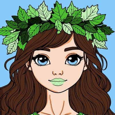 realistic girl with fall leaf crown