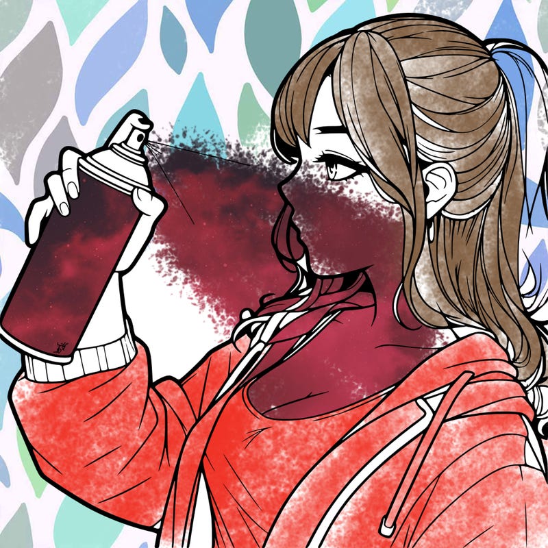 a realistic girl spray, painting