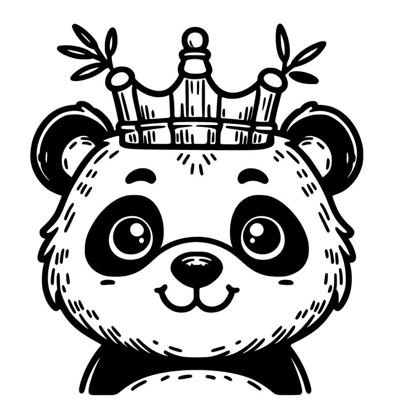 panda with a bambo crown