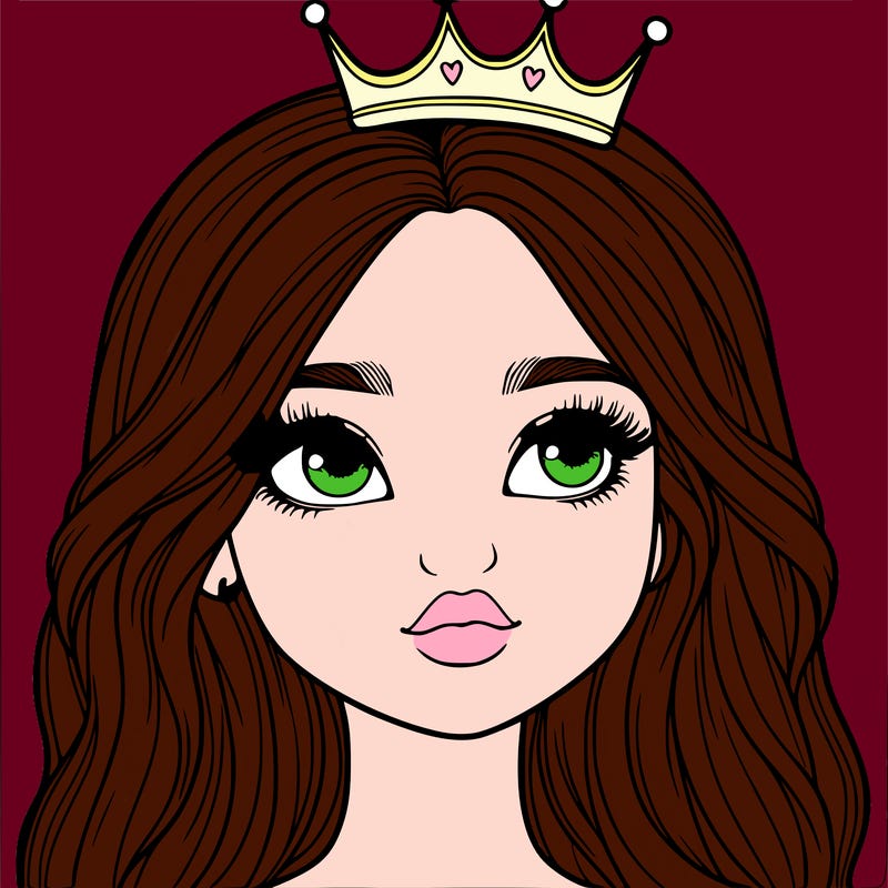 a realistic girl with a crown on