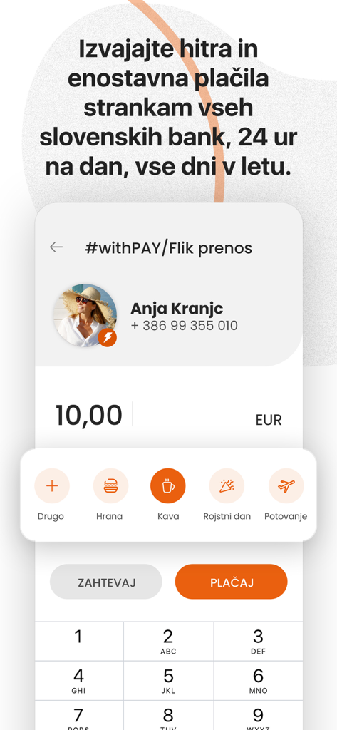 INTESA SANPAOLO BANK MOBILE - Schermata di pagamento dell'app mobile Intesa Sanpaolo Bank per i trasferimenti withPAY e Flik