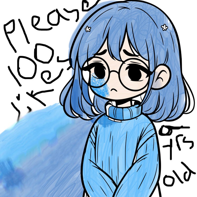 sad girl with glasses in a sweater