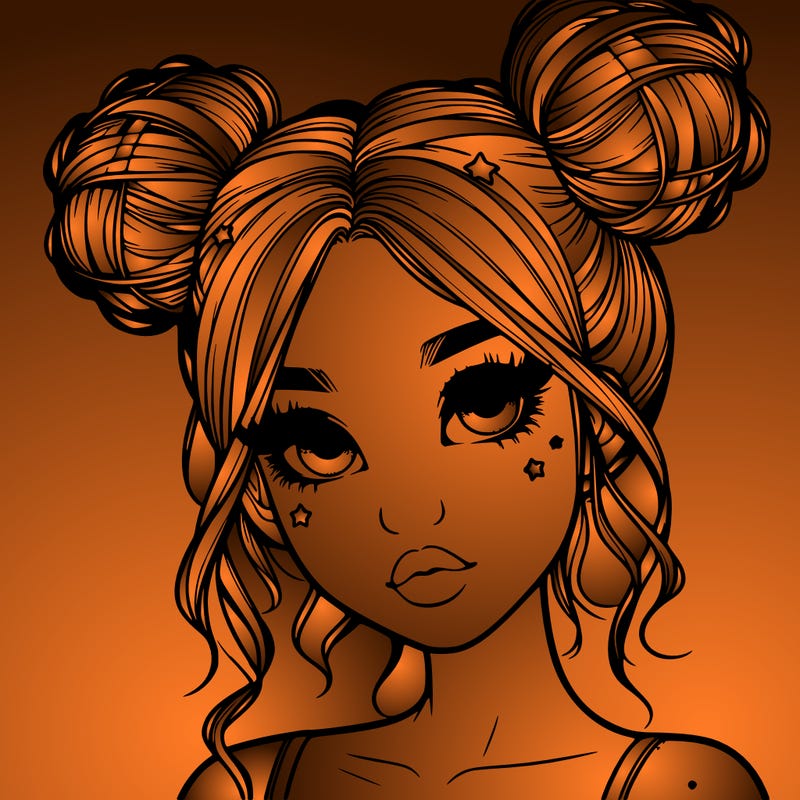 realistic girl with space buns