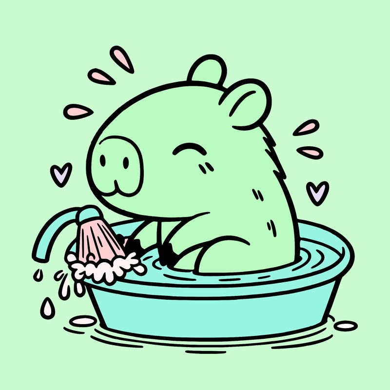 capybara taking a bath