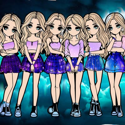 a group of girls realistic