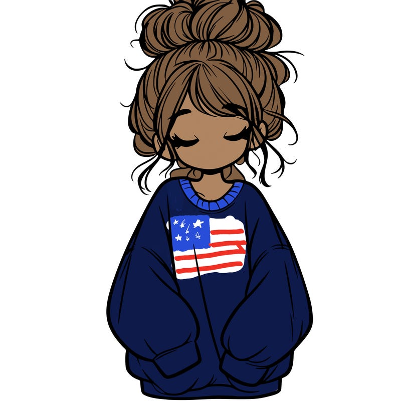 girl with baggy sweatshirt and messy bun