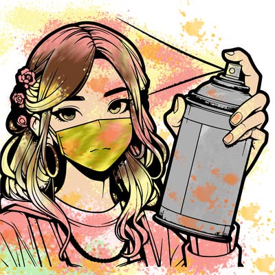 realistic girl spraypainting