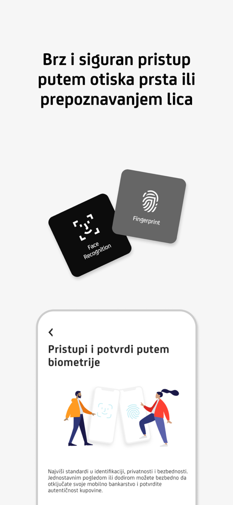 mBanking - Biometric login screen for the mBanking app showing face recognition and fingerprint options
