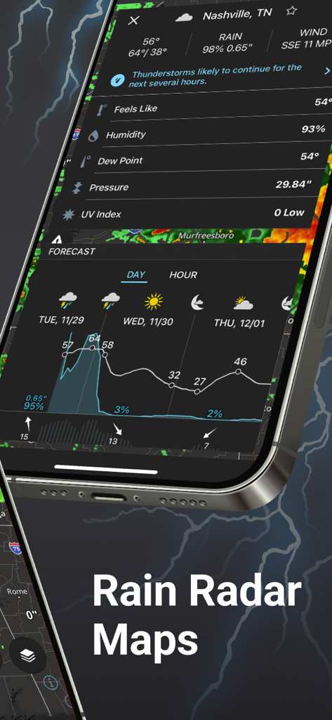 Storm Radar: Weather Tracker - Pronóstico meteorológico detallado y mapas de radar de lluvia de alta resolución en la aplicación Storm Radar