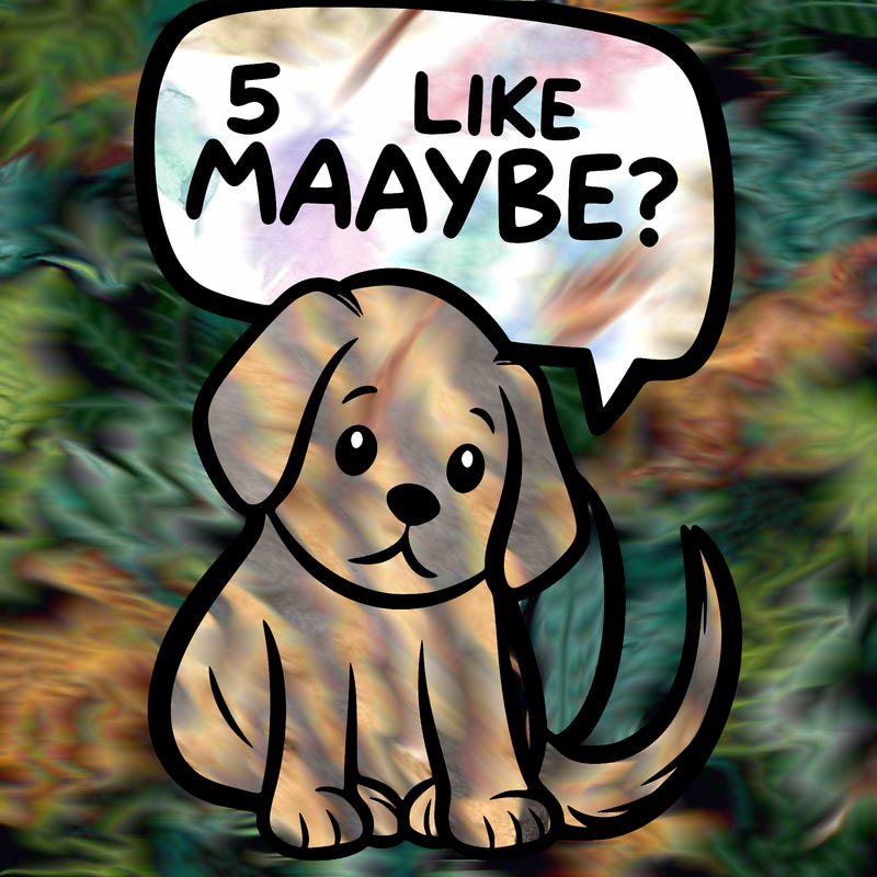 a puppy that says 5 like maybe