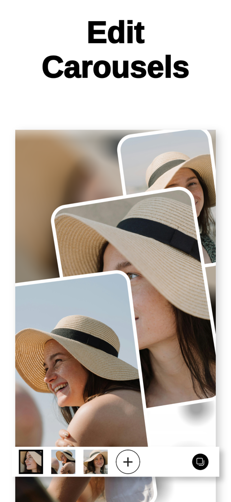 Feed Preview Planner IG・InPlan - InPlan app interface for editing and arranging Instagram carousel posts