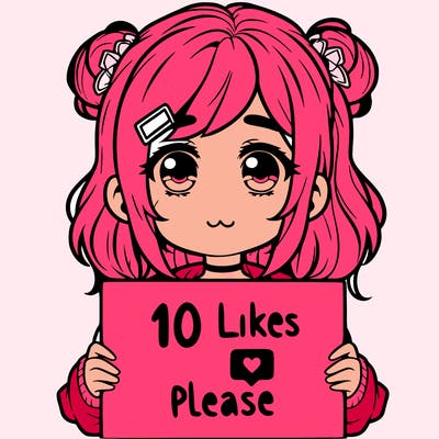a girl with a sign saying 10 likes please