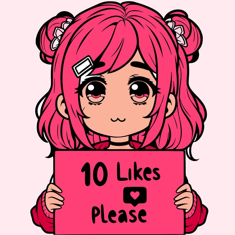 a girl with a sign saying 10 likes please