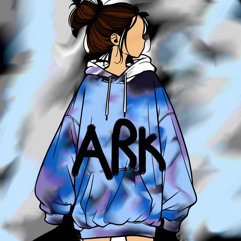 realistic girl with a oversized sweatshirt on and a bun