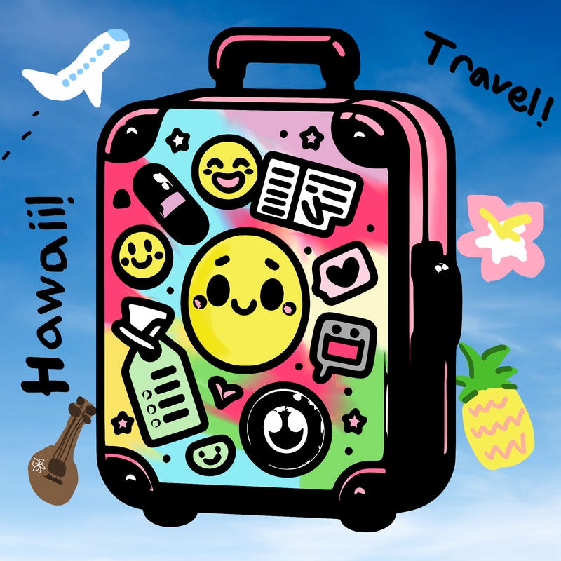 a suitcase with stickers