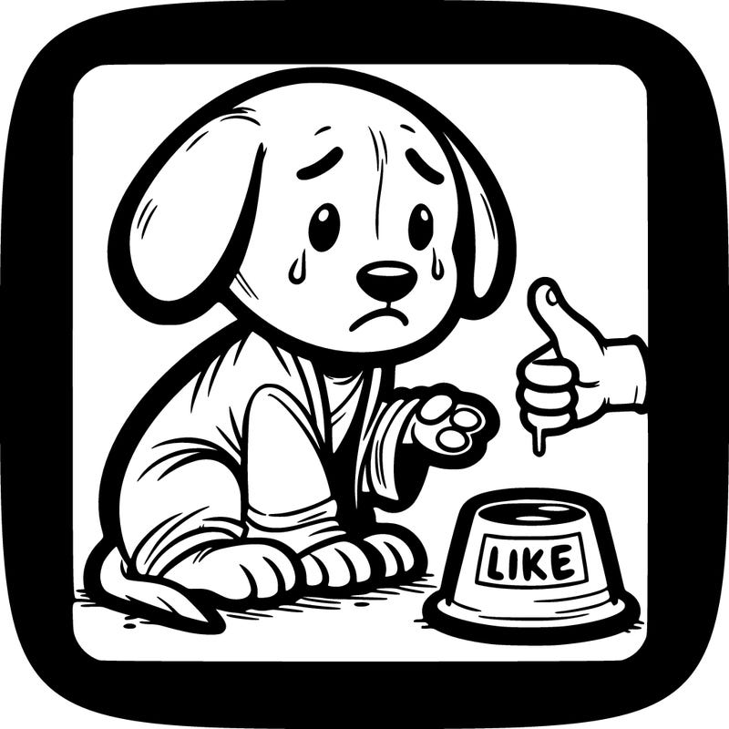 homeless dog begging for likes sad