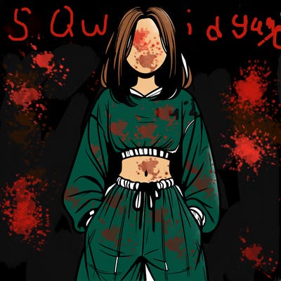 realistic girl faceless with baggy pants and a crop top