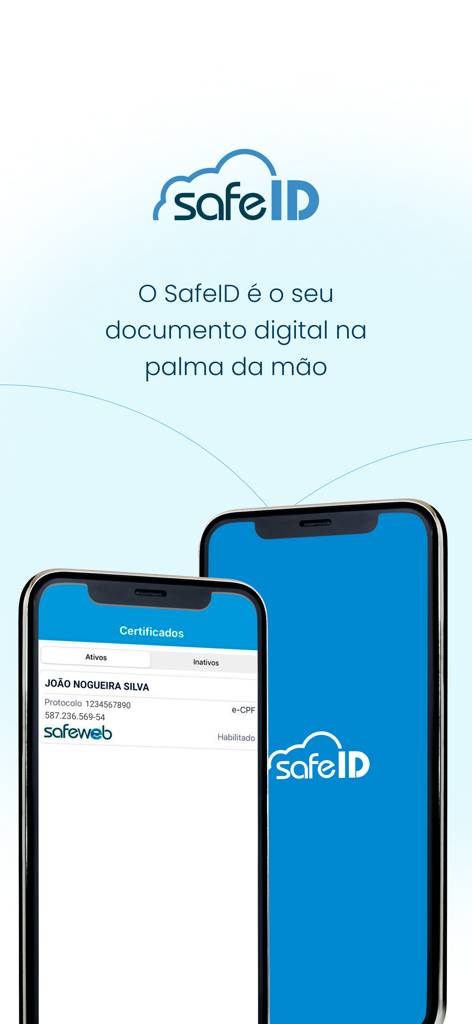 SafeID - Interfaccia dell'applicazione mobile SafeID per la gestione di certificati digitali sicuri