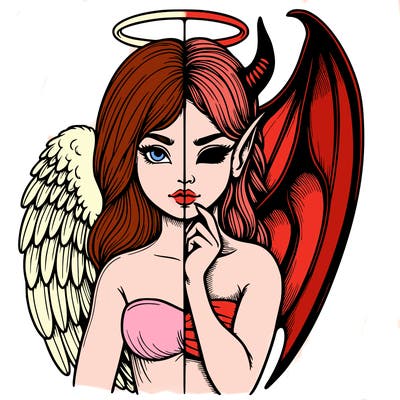 realistic angel half demon